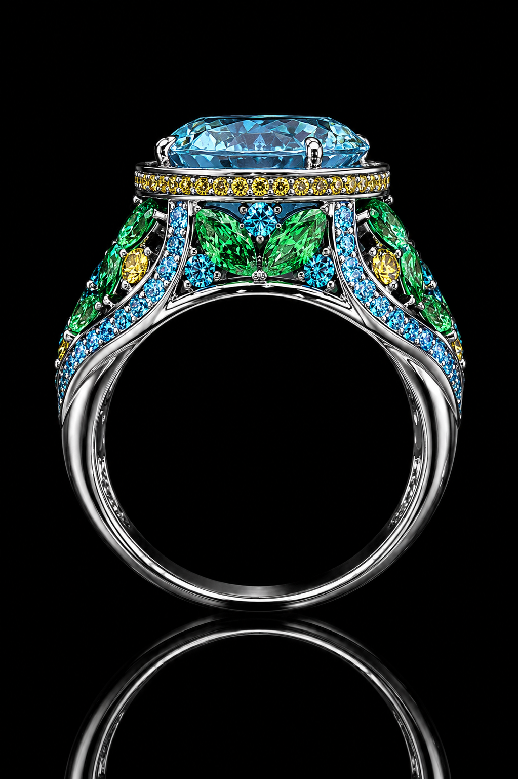 The Atlantis Azure Lumière Royale Ring – 3 Carat Blue LG Diamond Ring in 14K White Gold – Only 28 Ever Made
