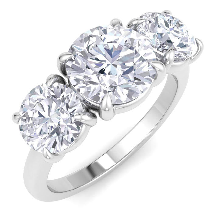 3 Carat Diamond Wedding Band in 14K Yellow Gold or White Gold | Three Stone Lab Grown Diamond Ring | IGI Certified