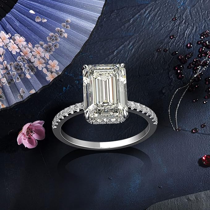 4 Carat Emerald-Cut Solar Diamond Engagement Ring – IGI Certified, 14K White Gold