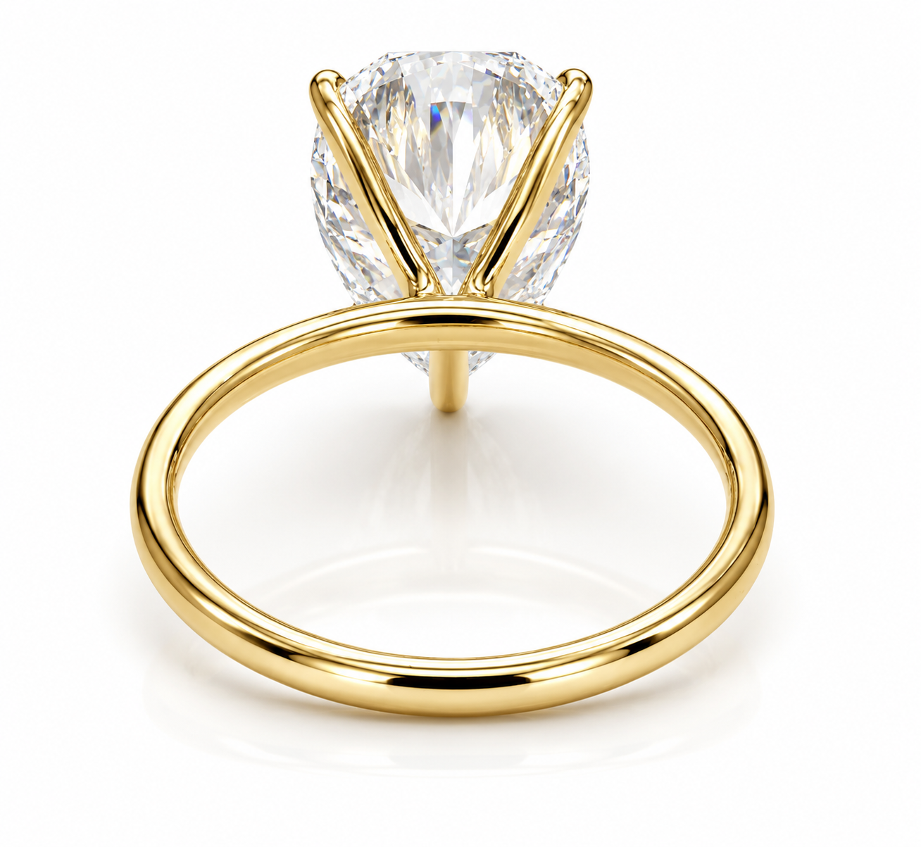 4 Carat Pear Lab Grown Diamond Solitaire Engagement Ring