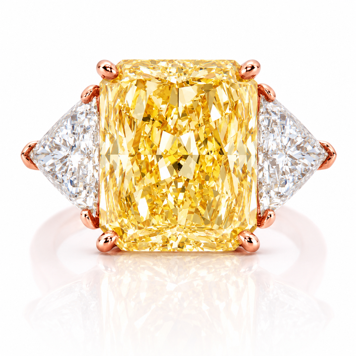 The Imperial Canary, 10 carat fancy yellow lab grown diamond ring, 8 carat center, 14K rose gold, IGI certified, limited edition 1 of 34, Future Jewelry