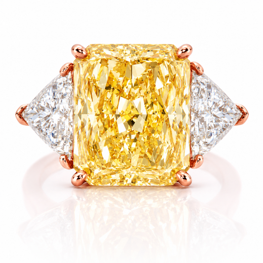 The Imperial Canary™ | 10 Carat Total Weight Fancy Yellow Lab Grown Diamond Engagement Ring | 8 Carat Center | 14K Rose Gold | IGI Certified | Limited Edition 1 of 34
