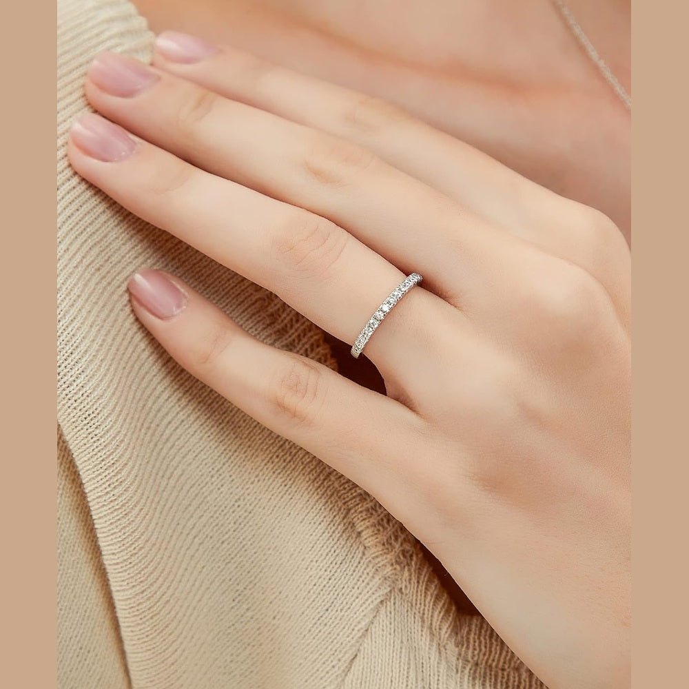 925 Sterling Silver Wedding Band lab grown diamond Half Eternity Stackable Engagement Ring Size 3 - 13 - Future Jewelry