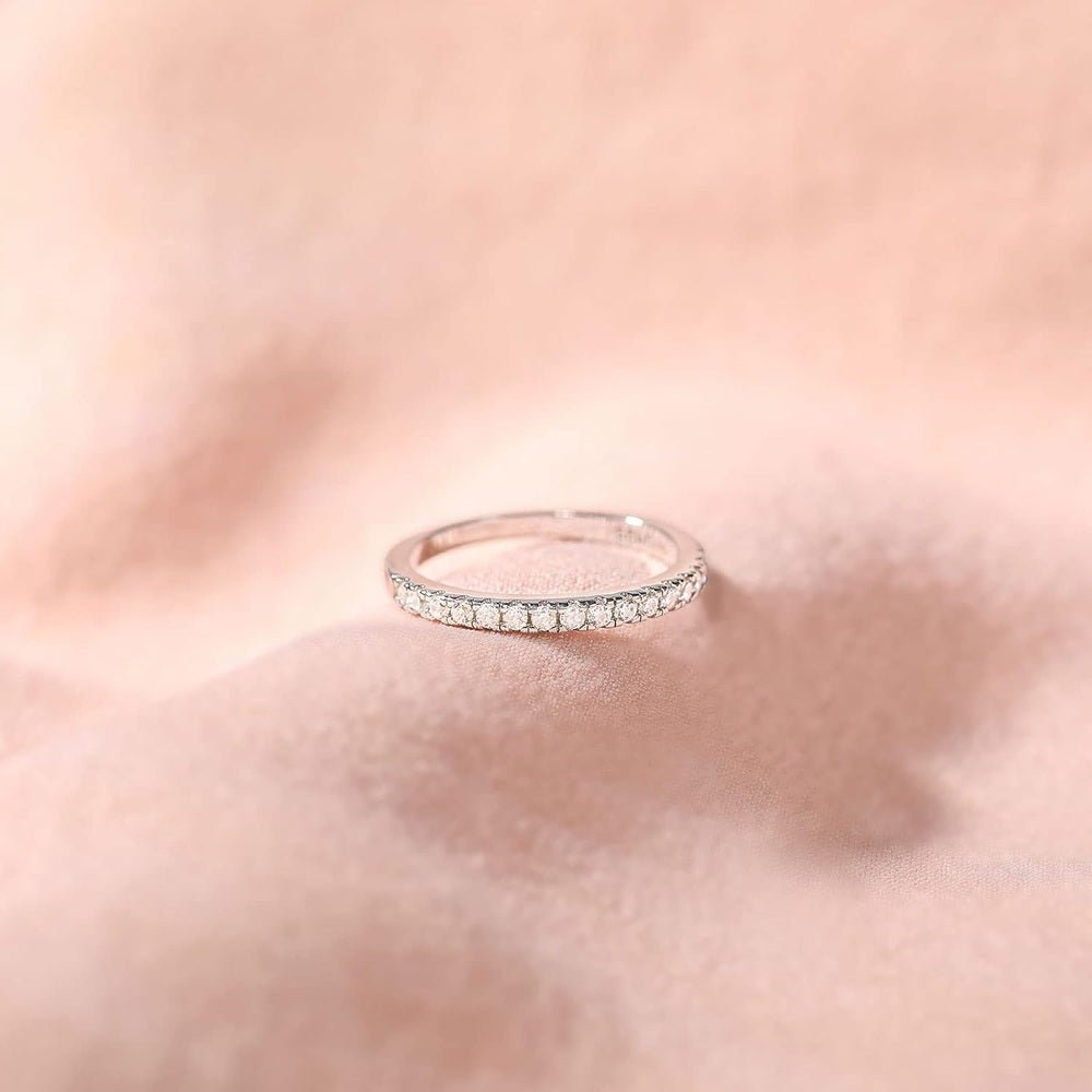 925 Sterling Silver Wedding Band lab grown diamond Half Eternity Stackable Engagement Ring Size 3 - 13 - Future Jewelry