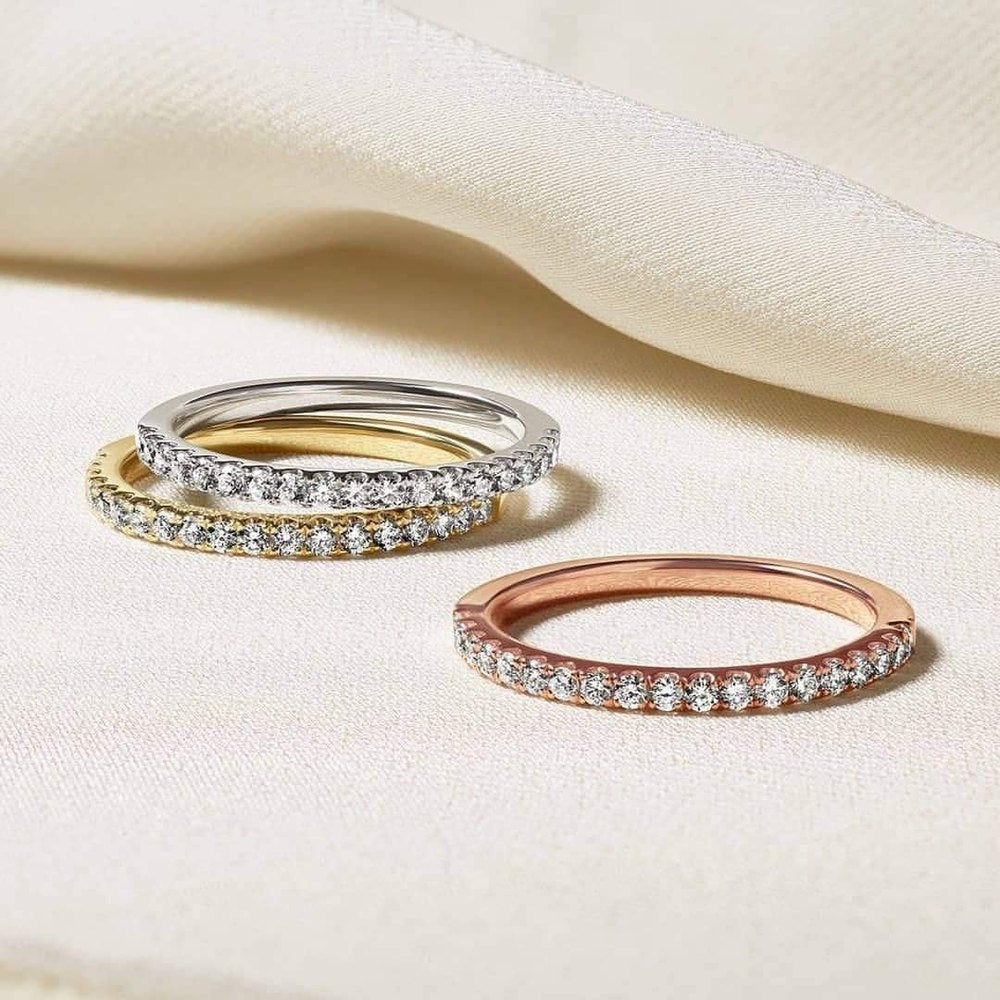 925 Sterling Silver Wedding Band lab grown diamond Half Eternity Stackable Engagement Ring Size 3 - 13 - Future Jewelry