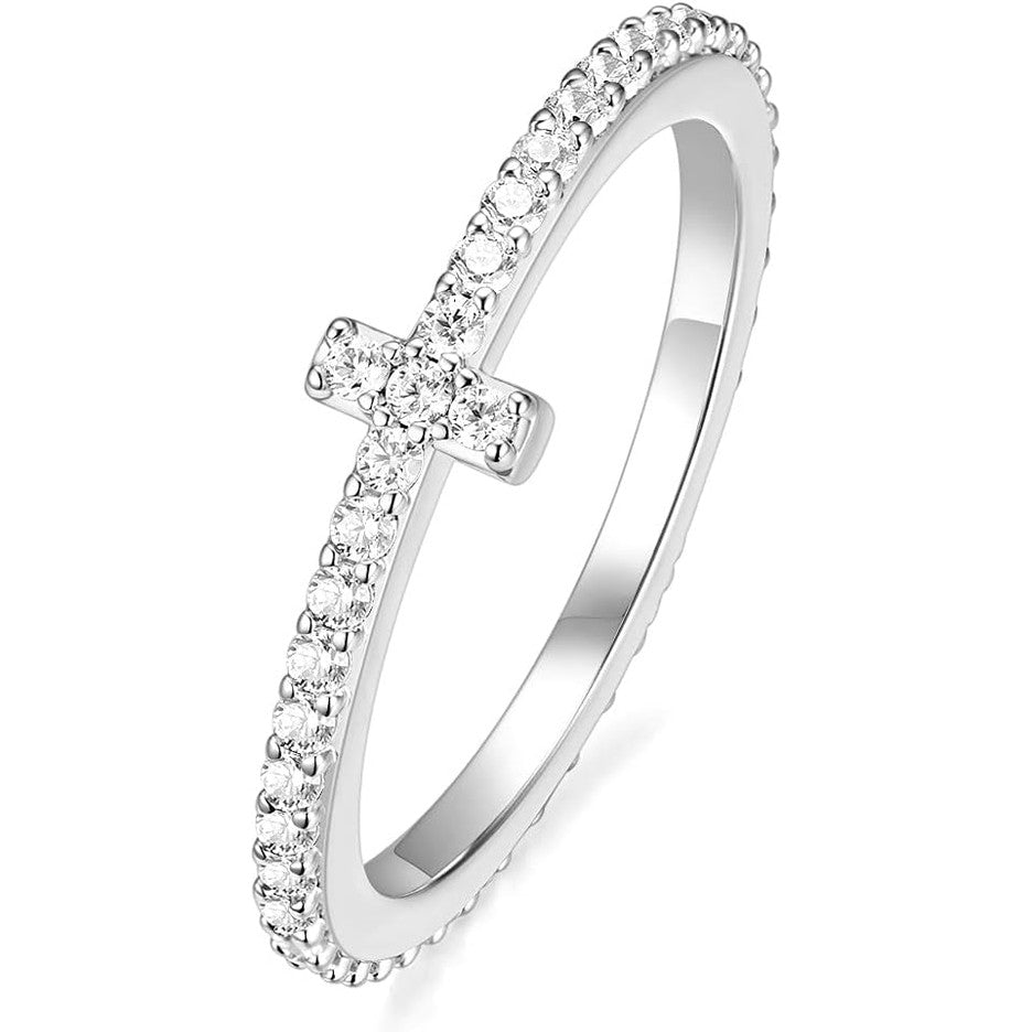 925 Sterling Silver Wedding Band lab grown diamond Half Eternity Stackable Engagement Ring Size 3 - 13 - Future Jewelry