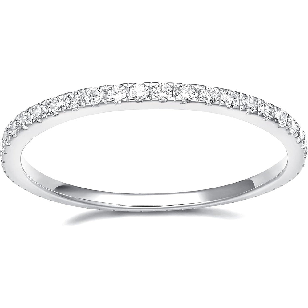 925 Sterling Silver Wedding Band lab grown diamond Half Eternity Stackable Engagement Ring Size 3 - 13 - Future Jewelry