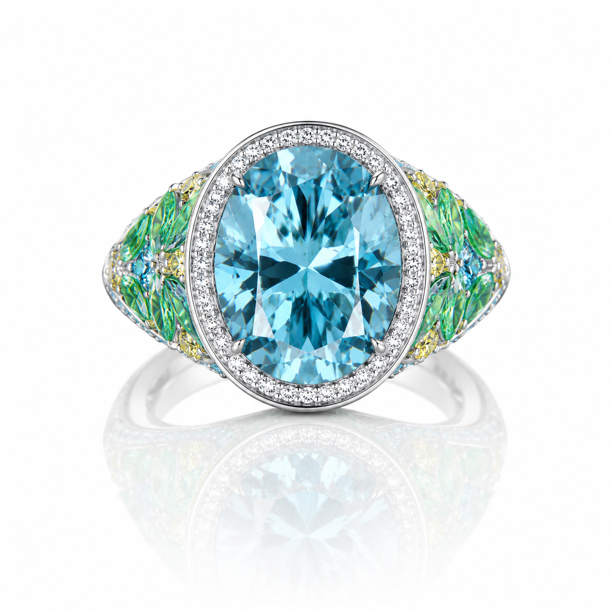 The Atlantis Azure Lumière Royale Ring – 3 Carat Blue LG Diamond Ring in 14K White Gold – Only 28 Ever Made