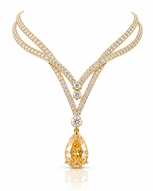 The Seraphina Eclipse LG Diamond Necklace. Pearl Yellow LG Diamond Pendant Necklace in 20K Gold. 1 of 18 Ever Made