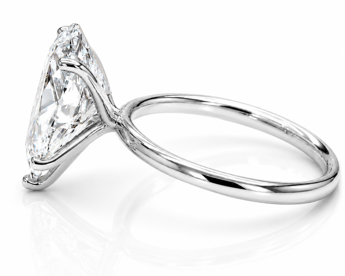 4 Carat Pear Lab Grown Diamond Solitaire Engagement Ring
