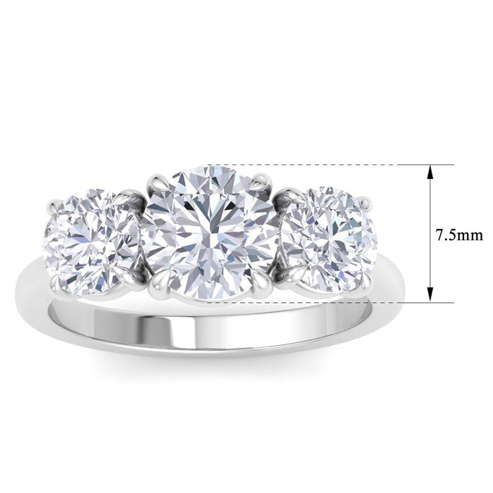3 Carat Diamond Wedding Band in 14K Yellow Gold or White Gold | Three Stone Lab Grown Diamond Ring | IGI Certified