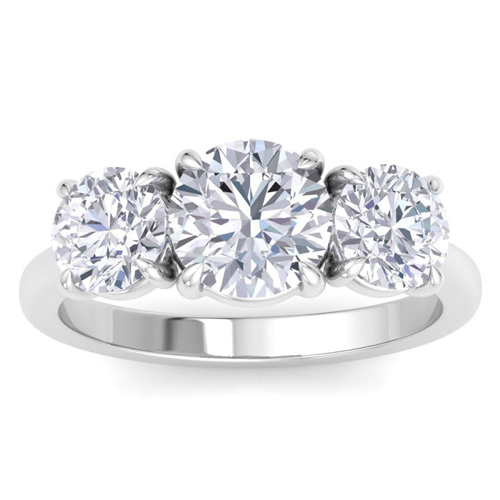 3 Carat Diamond Wedding Band in 14K Yellow Gold or White Gold | Three Stone Lab Grown Diamond Ring | IGI Certified