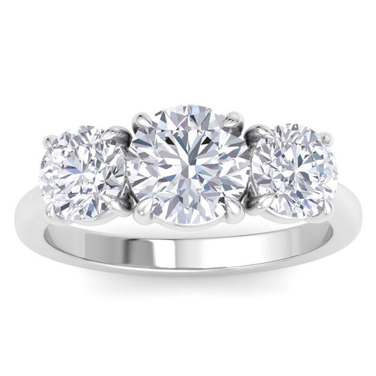 3 Carat Diamond Ring | Three Stone Lab Grown Diamond Wedding Band in 14K Yellow or White Gold - Future Jewelry