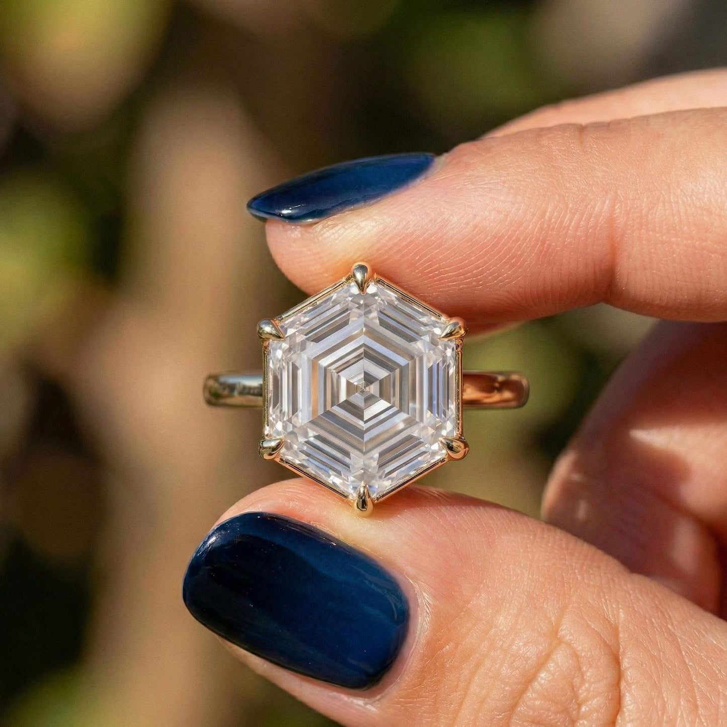 The Infinity Hex™ Limited Edition 1 of 500 | LG 5 Carat Hexagon Step Cut Lab Grown Diamond Engagement Ring 14K Yellow Gold IGI Certified