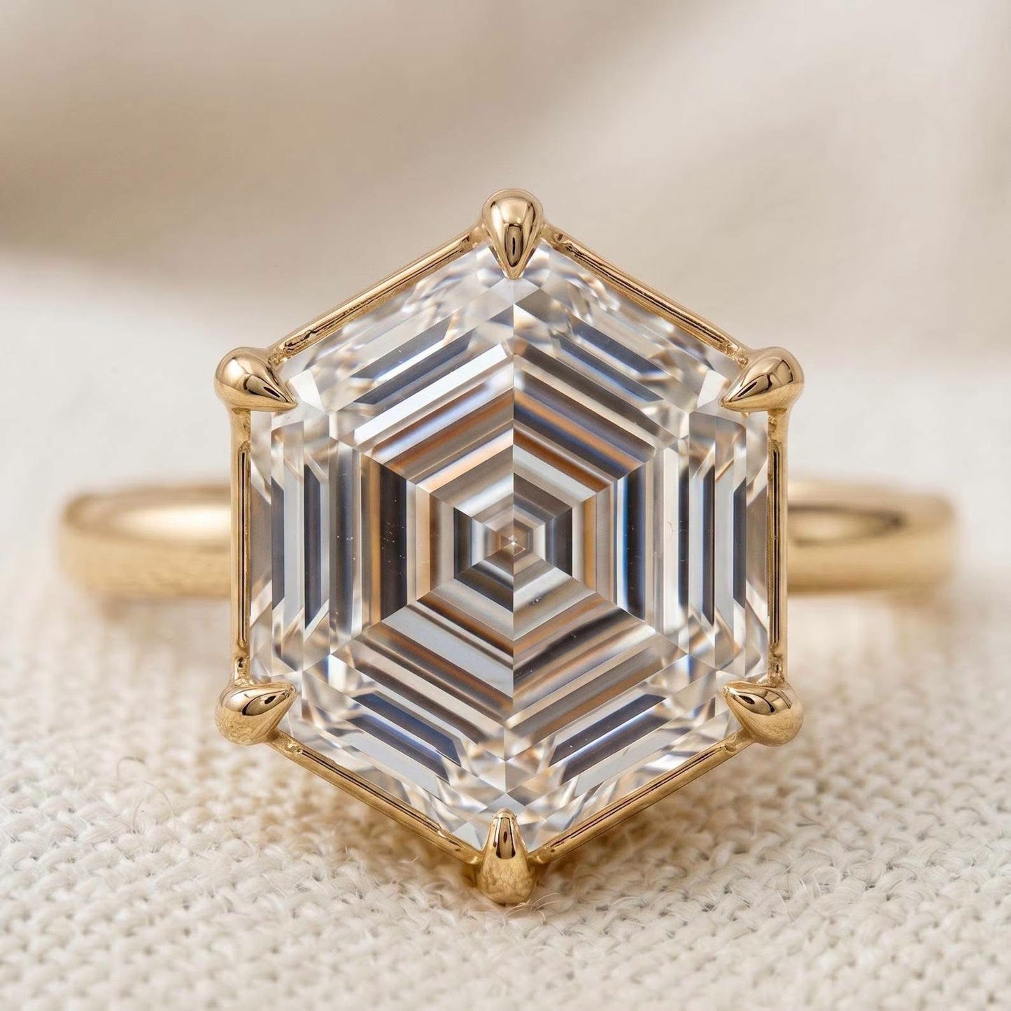 The Infinity Hex™ Limited Edition 1 of 500 | LG 5 Carat Hexagon Step Cut Lab Grown Diamond Engagement Ring 14K Yellow Gold IGI Certified
