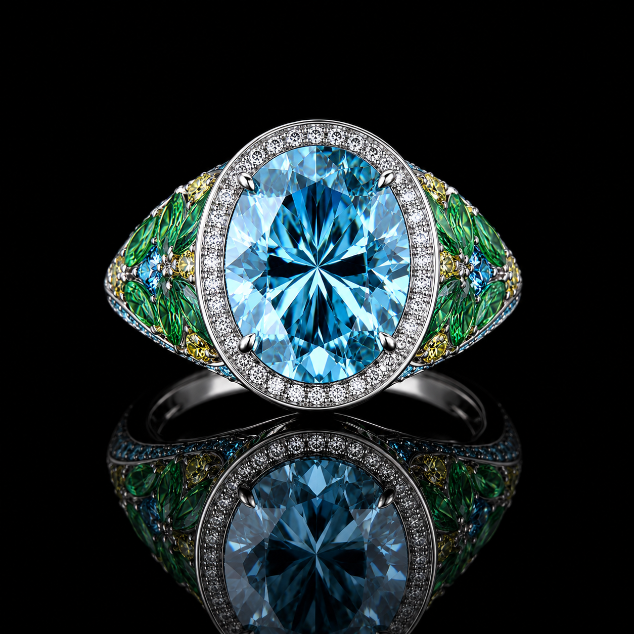 The Atlantis Azure Lumière Royale Ring – 3 Carat Blue LG Diamond Ring in 14K White Gold – Only 28 Ever Made