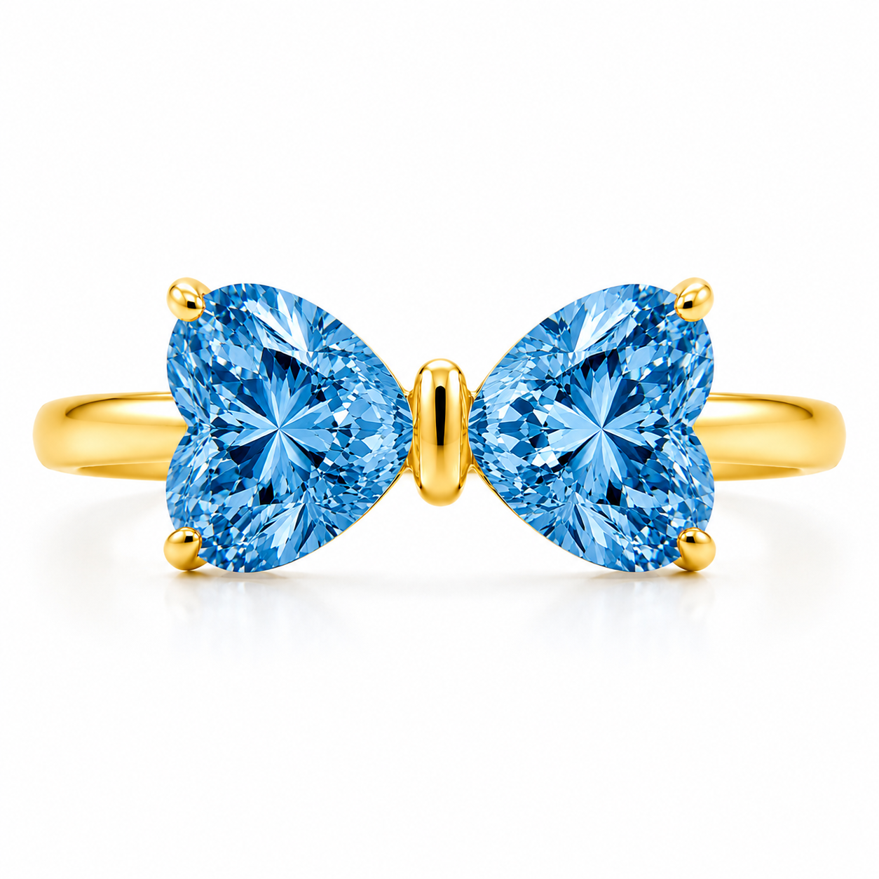 3 Carat Diamond Twin Hearts Ring in 14K Yellow Gold | Lab Grown Heart Diamond Ring