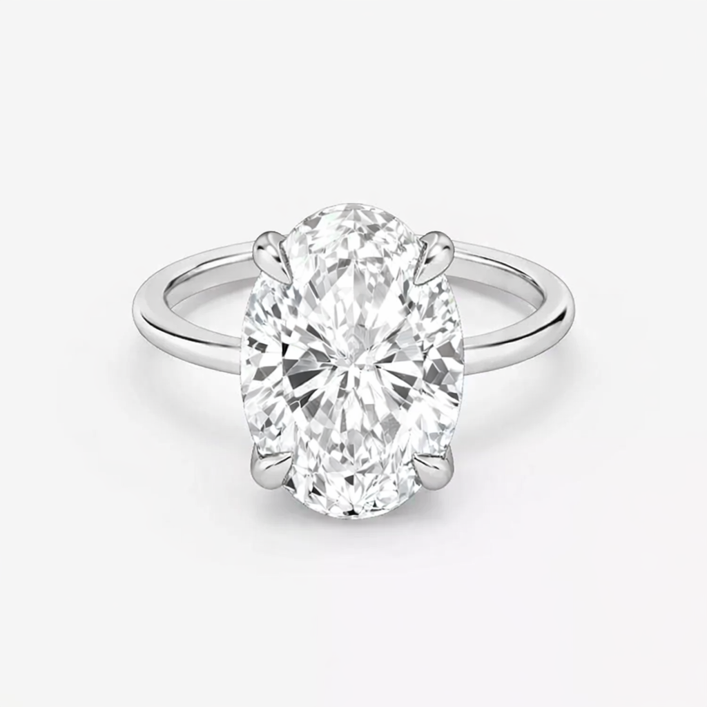 Oval Cut Lab Grown Diamond Engagement Ring with Hidden Halo in 14K Yellow Gold - Future Jewelry