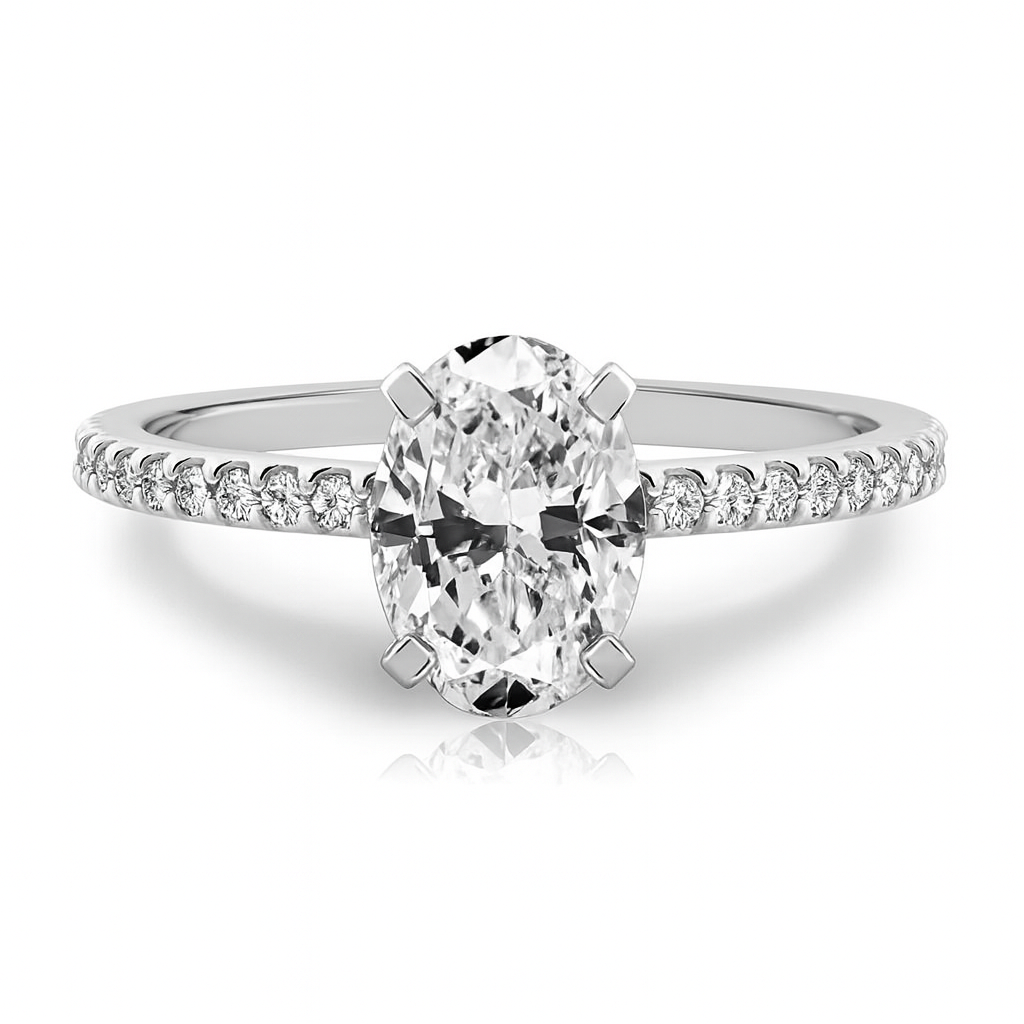 1.25 Carat Oval Lab Grown Diamond Ring IGI 18K Yellow Gold Future Jewelry