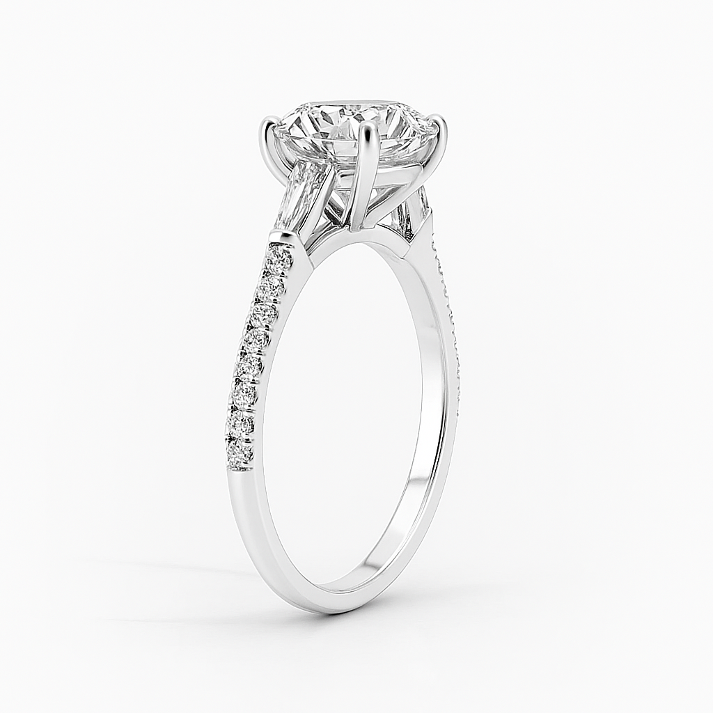 3 Carat Lab Grown Cushion Cut Diamond Engagement Ring in 18k Yellow Gold