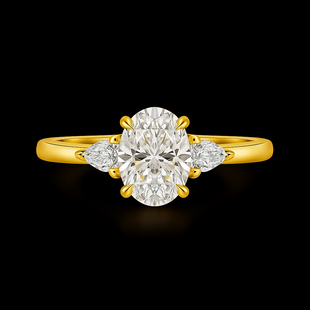 1.30 Carat Oval Cut IGI Lab Grown Diamond Engagement Ring 14k White Gold