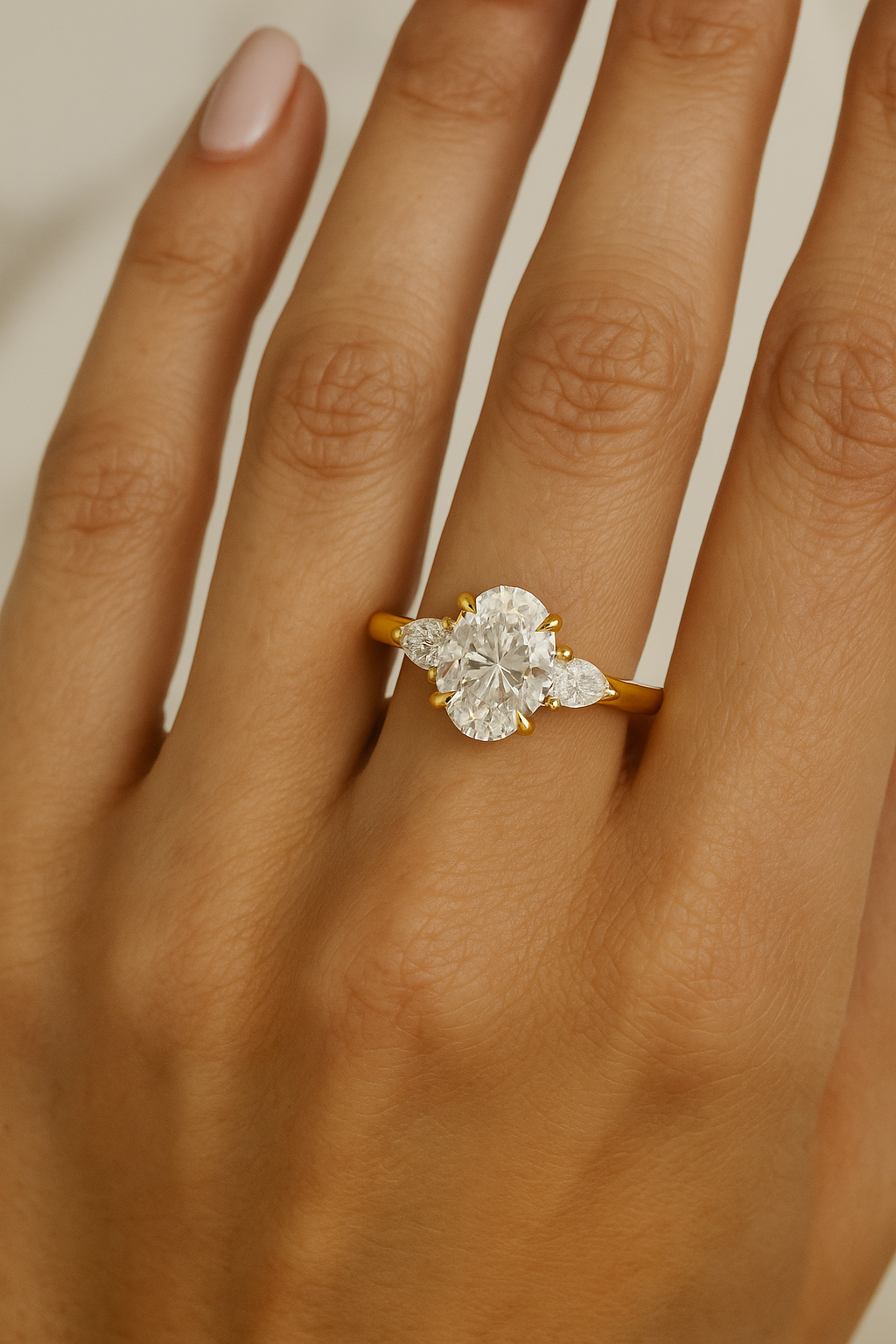 1.30 Carat Oval Cut IGI Lab Grown Diamond Engagement Ring 14k White Gold