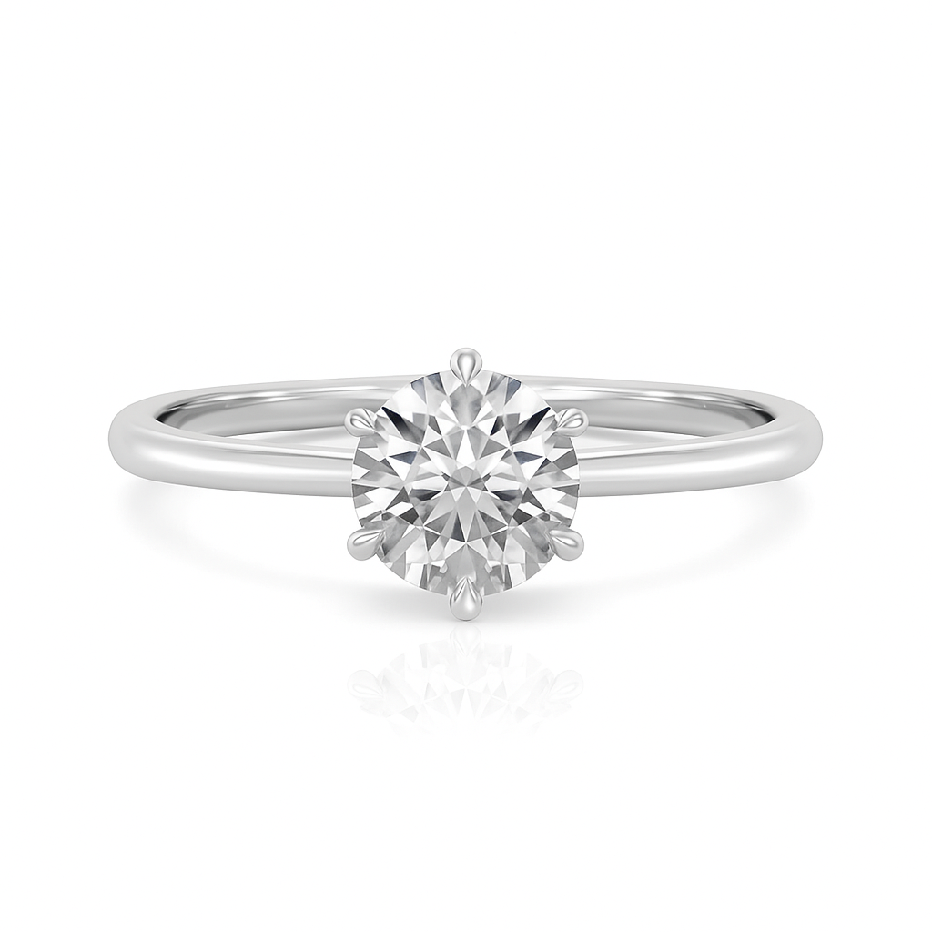 18K Yellow Gold Diamond Engagement Ring 1 Carat Round Cut IGI Lab