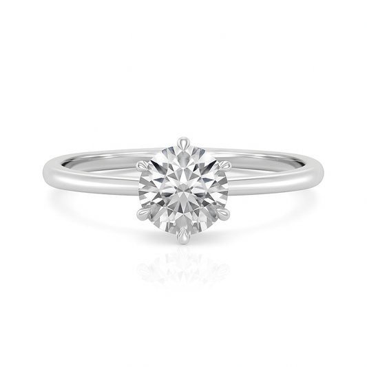 18K Yellow Gold Diamond Engagement Ring 1 Carat Round Cut IGI Lab