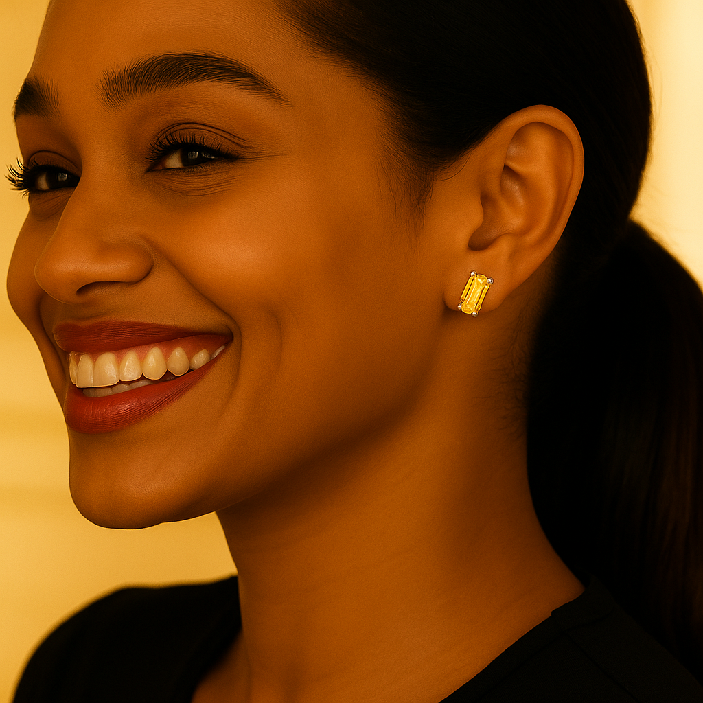 2 Carat Pear-Shaped Lab Fancy Intense Yellow Diamond Solitaire Stud Earrings