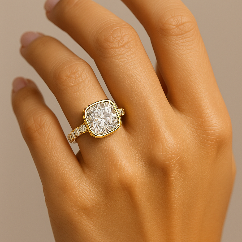 3.65 Carat LabDiamond Engagement Ring in 14K White Gold