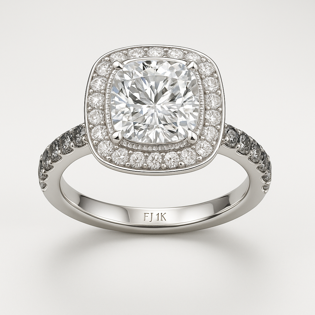 3.65 Carat LabDiamond Engagement Ring in 14K White Gold
