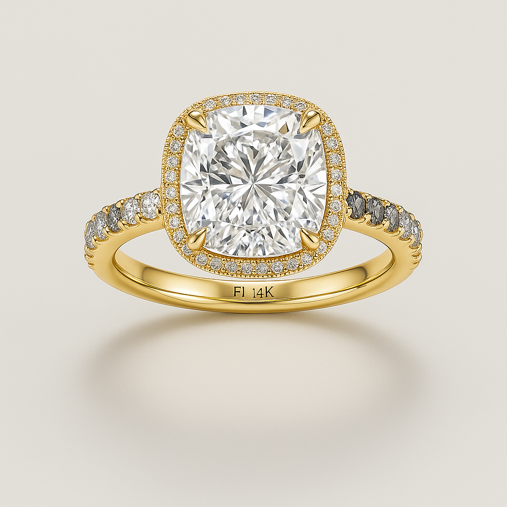 3.65 Carat LabDiamond Engagement Ring in 14K White Gold