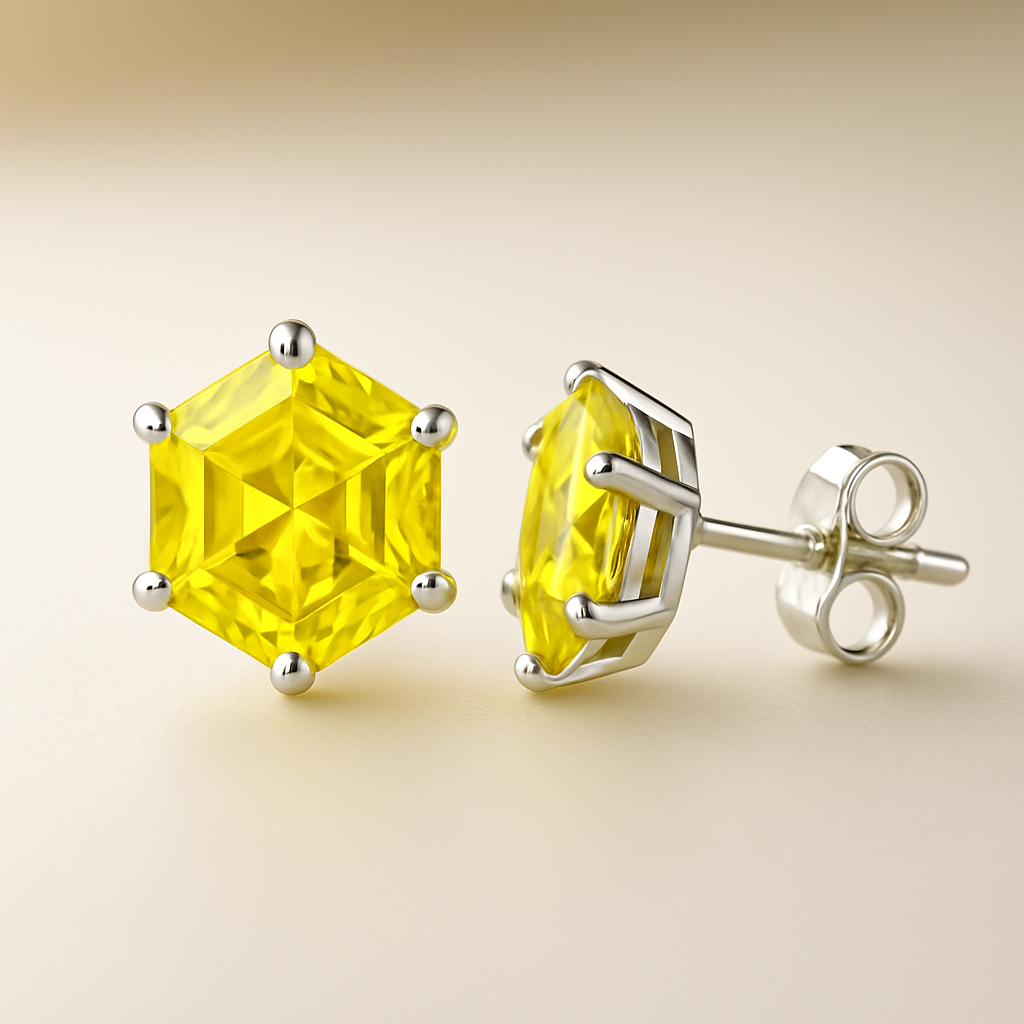 2 Carat Pear-Shaped Lab Fancy Intense Yellow Diamond Solitaire Stud Earrings