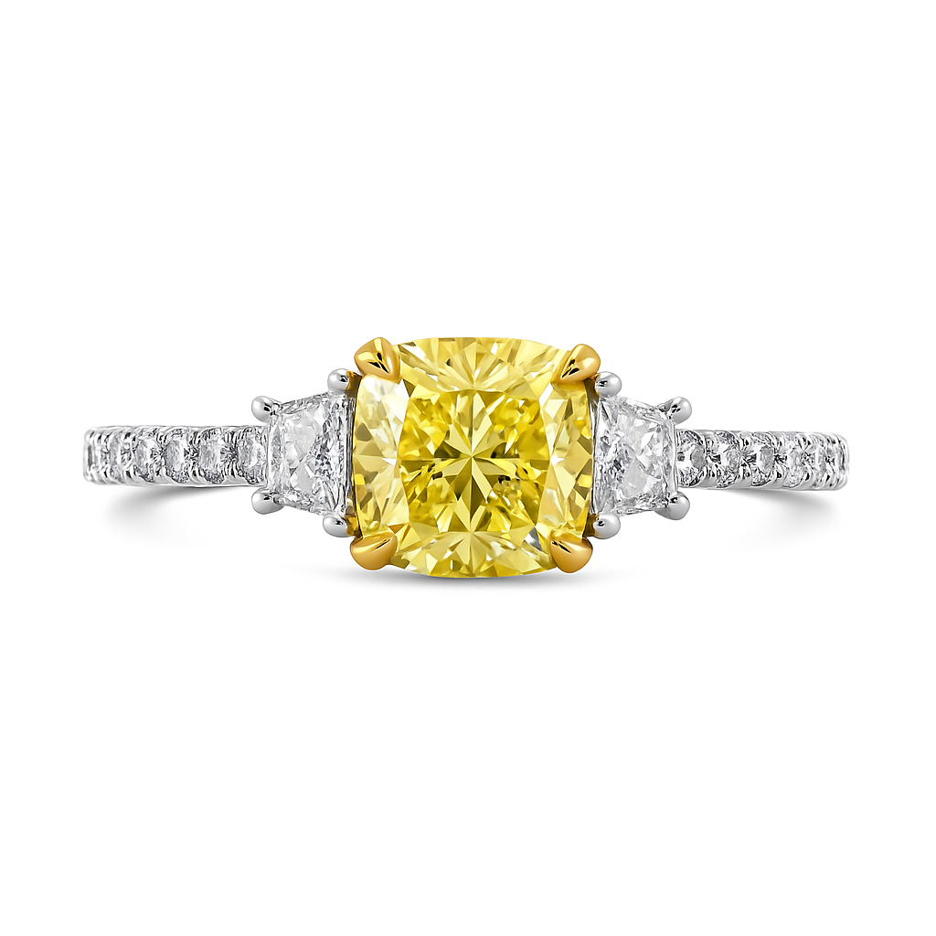 1.70 Carat Fancy Vivid Yellow Lab Diamond in 14K White Gold