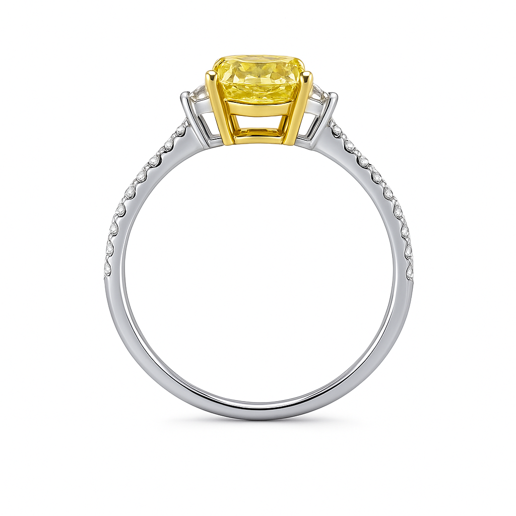 1.70 Carat Fancy Vivid Yellow Lab Diamond in 14K White Gold
