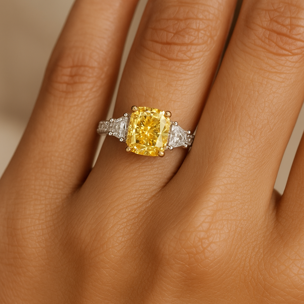 1.70 Carat Fancy Vivid Yellow Lab Diamond in 14K White Gold