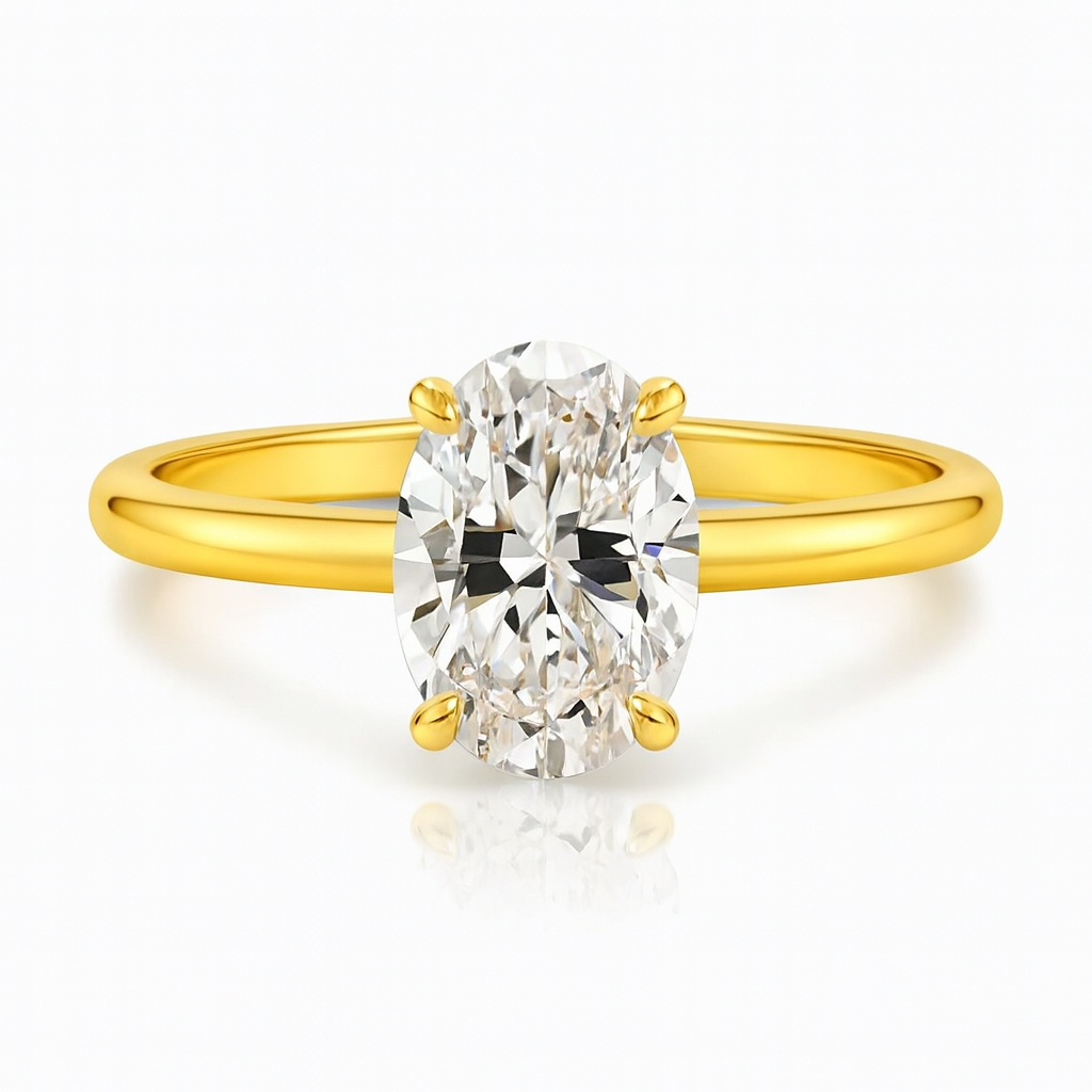 1.00 Carat Oval Lab Grown Diamond Ring IGI 14K White Gold