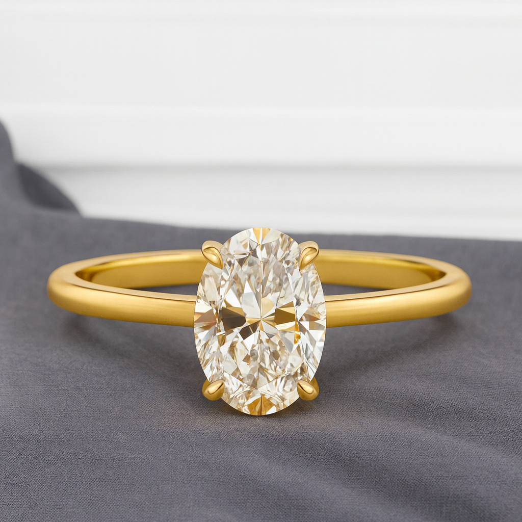 1.00 Carat Oval Lab Grown Diamond Ring IGI 14K White Gold