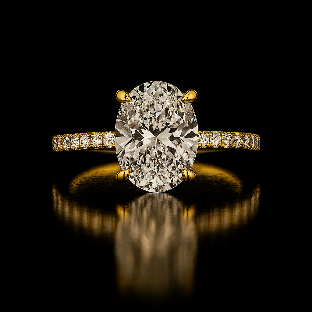 3 Carat Oval Lab Diamond Ring in 14K Yellow Gold with Hidden Halo Future Jewelry