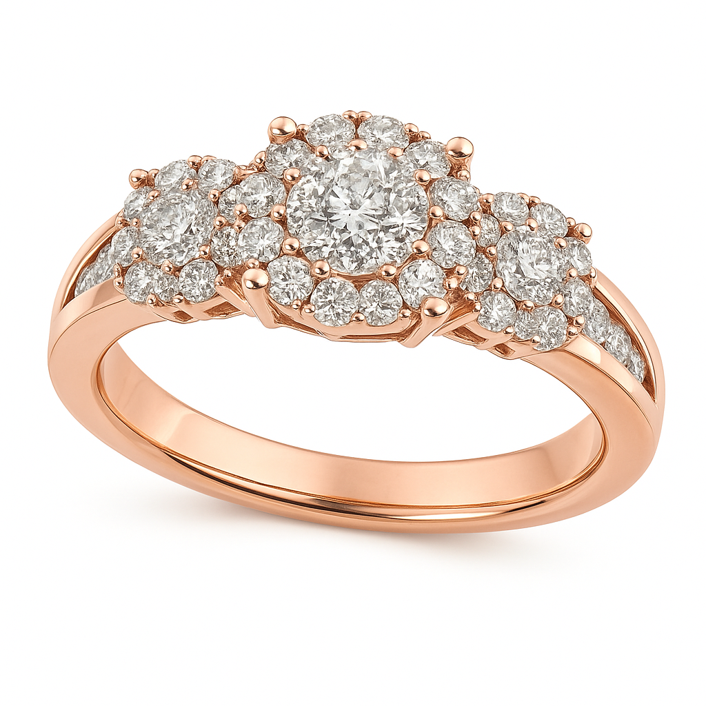 Women's Diamond Three Stone Engagement Ring in 14k White, Yellow or Rose Gold