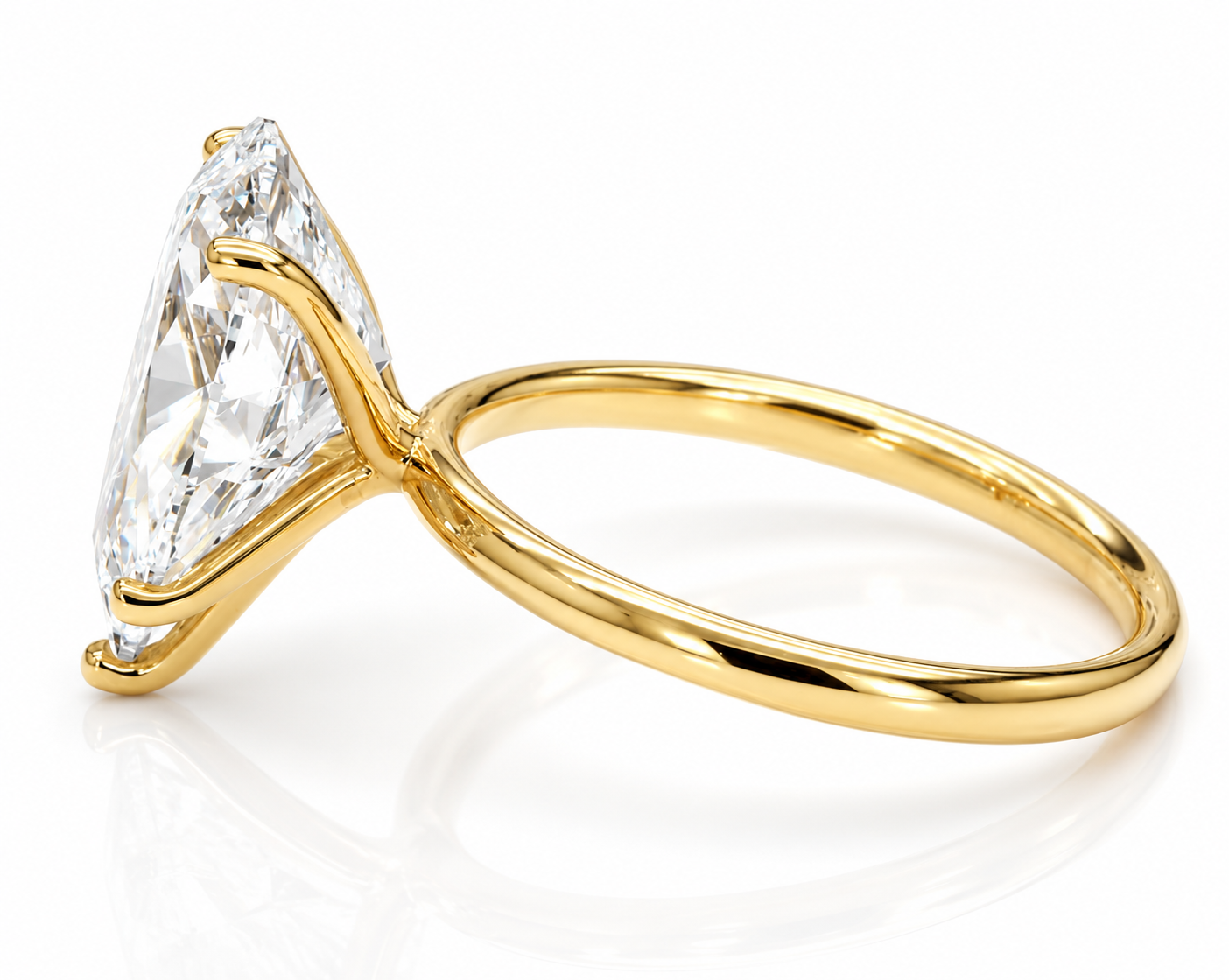 4 Carat Pear Lab Grown Diamond Solitaire Engagement Ring