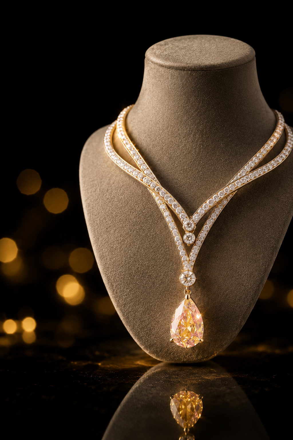 The Seraphina Eclipse LG Diamond Necklace. Pearl Yellow LG Diamond Pendant Necklace in 14k Gold. 1 of 18 Ever Made
