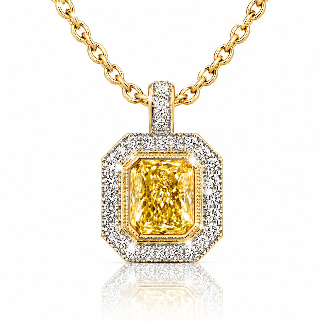 The Solaris Pendant – 12 Carat Yellow Lab Diamond Necklace in 14K Yellow Gold