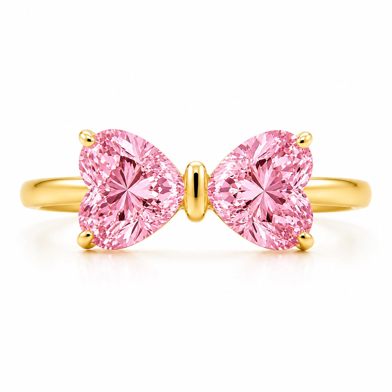 3 Carat Diamond Twin Hearts Ring in 14K Yellow Gold | Lab Grown Heart Diamond Ring