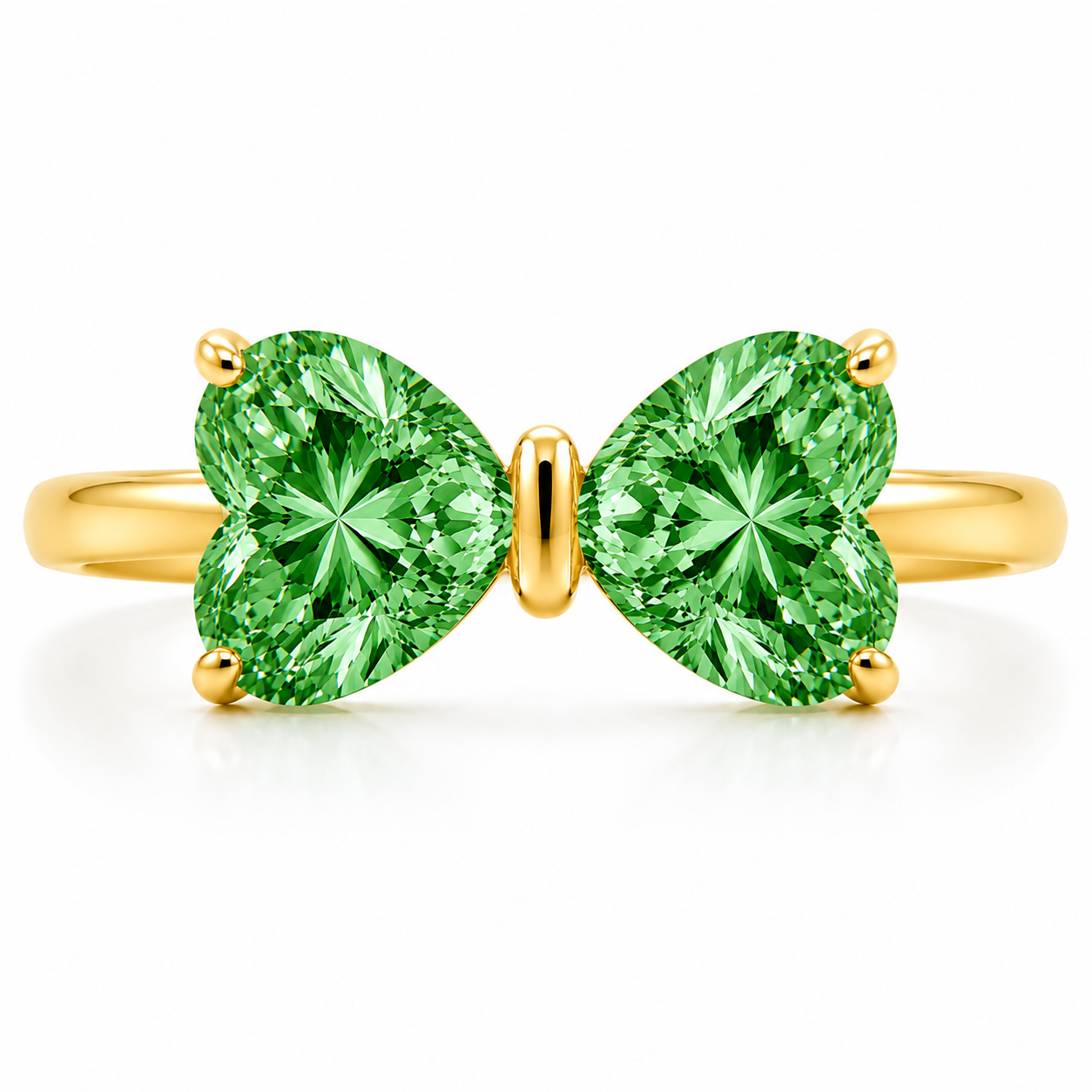3 Carat Diamond Twin Hearts Ring in 14K Yellow Gold | Lab Grown Heart Diamond Ring