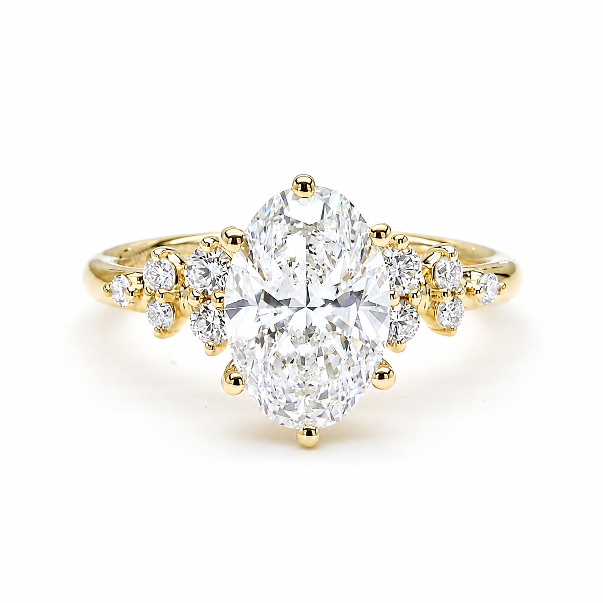 3 Carat Diamond Ring | 3.60 CTW Oval Lab Grown Diamond Ring in 14K Yellow Gold - Future Jewelry