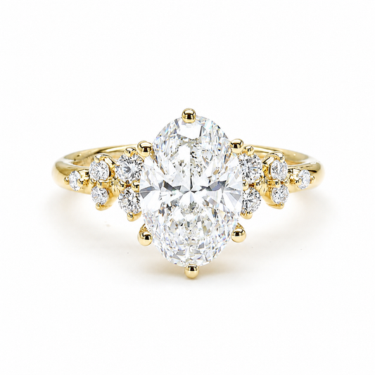 3 Carat Diamond Ring | 3.60 CTW Oval Lab Grown Diamond Ring in 14K Yellow Gold - Future Jewelry