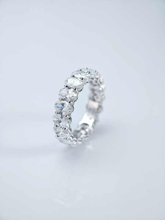 White Gold Oval Cut Lab Grown Diamond Eternity Ring for Women