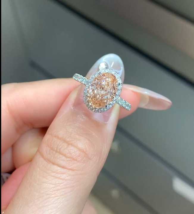 2.33 carat Oval Pink Lab Grown Diamond Ring – 18K White Gold, IGI Certified