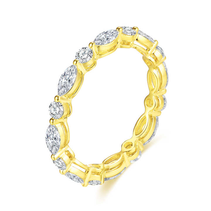 The Timeless Brilliance Band: 18K White & Yellow Gold Diamond Eternity Band Ring